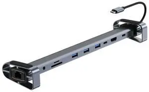 USB C Hub Dongle Headphone/Speaker Connections 10-in-1 Multiport 100W PD 3.5mm AUX 3 USB 3.0 5Gbps Data Ports for Macbook