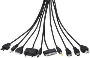 JAENFONG 10 in 1 Multi-plug USB charging cable Portable universal mole phone charger wire Multifunction fast charging cable