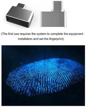 Type-C Biometric Password-Free Zinc Alloy Biometric Padlock Portable Biometrics Security Key for 7/10/11