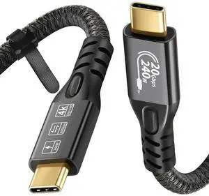 JAENFONG USB C Cable 3.2 Gen 2X2 20Gbps, Type C 4K@60Hz UHD Video 5A/240W PD3.1 Fast Charge Cord with E-Marker Compatible with Thunderbolt 3/4 MacBook Pro Galaxy Pixel Monitor etc 10FT=3M