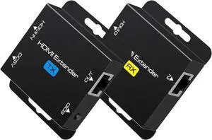 JAENFONG HDMI Extender Over Single Cat5e/6 HDMI Over Ethernet Up to 200Ft Repeater Balun Transmitter Receiver Power On Cat Support Full 1080p 3D HDCP EDID Copy from Displays