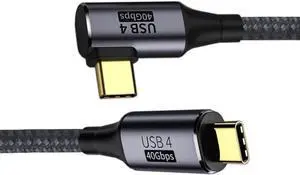 JAENFONG 90 Degree Angled USB-C to USB-C USB4 Cable 40Gbps with 100W Charging UHD 8K 5K 4K@60Hz USB4.0 Compatible with Thunderbolt3/4 1.0M