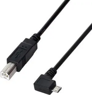 JAENFONG Micro USB to Printer Cable,Micro USB OTG 90 Degree Left Angled to USB Type B Printer Scanner Hard Disk Cable 60cm
