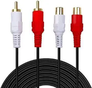 JAENFONG 2 RCA Cable,Gold Plated 2 RCA Male to Female Stereo Audio Extension Cable (3m)