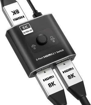 JAENFONG HDMI Switch 8k Ultra HD 2 in 1 Out, 48Gbps High-Speed HDMI 2.1 Switcher, Support 8K@60Hz, 4K@120Hz, 1080P@240Hz, Compatible with Xbox X, PS5, TV, Monitors OZ8Q2