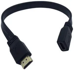 JAENFONG  HDMI Extension Cable 1FT Flat Slim High Speed HDMI Extender Cable A Male to A Female Cord(Black)