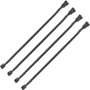 PWM Fan Extension Cable - 10.5 inch PC Fan Extension Cable Compatible with ATX Case 3 Pin & 4 Pin Cooling Fans. Durable Black Nylon Braided Case Fan Extension Cable (4 Pack)