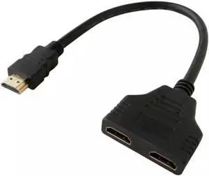 JAENFONG  1PC HDMI-compatible 2 Dual Port Y Splitter HD 1080P V1.4 Male To Double Female Adapter Cable 1 In 2 Out Converter Connect Cable