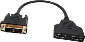 JAENFONG  DVI to HDMI CableSinLoon Gold-Plated DVI Male 24 1 Pin to Dual Hdmi Female 1080p Hdmi Video Converter Adapter Splitter Cable