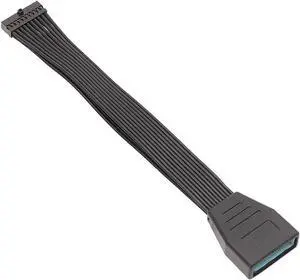 Low Profile Header USB 3.0 19/20 Pin Internal Extension Male to Female Adapter Flat Cable for Motherboard -Solve the problem that the USB port is blocked by graphics card - 6 inches