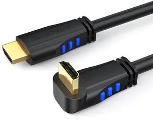 JAENFONG  4K HDMI Cable 6ft Down Angle 90 Degree Right Angle, Support 4K@60Hz Ultra HD 3D Video, Male to Male Black HDMI Cable for TV, PC, Gaming and More