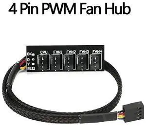 4/3PIN PWM Fan Hub CPU Cooling Fan Power Cable Hub Adapter Sleeved Case Splitter for Computer Cooler Case Fans 1 to 5(15.7 Inch)