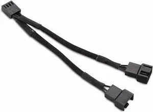 JAENFONG Black Net Jacket Sleeved 6 inch 1 to 2 Motherboard PWM Fan 4-pin Power Splitter Hub Adapter Cable