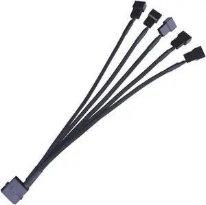 JAENFONG Molex to 3 Pin 4 Pin Fan Sleeved Power Splitter Cable Adapter,Molex to 5 x TX3 / TX4 (PWM) 12V PC Case Fan Cooler Y Splitter Power Extension Cord - 10 Inch,Black