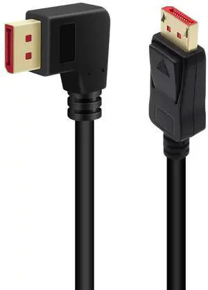 JAENFONG  8K@60Hz 90 Degree Displayport 1.4 Cable, Male to Male Right Angle DP 1.4 Cable Support 8K/60Hz, 4K/144Hz 6FT/1.8M