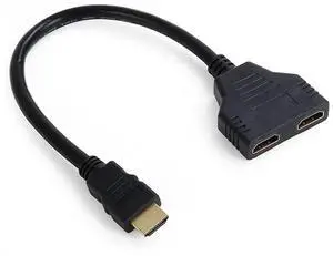 JAENFONG  HDMI Male to 2 HDMI Female 1 in 2 Out Splitter Cable Adapter Converter Single Male to Dual Female Y Switch Extension HDTV Cord