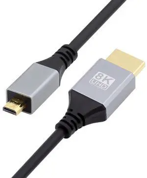 JAENFONG  Cable Micro HDMI 2.1 Ultra Thin HDTV Cable 8K 4K Hyper Super Flexible Slim Cord Type-A to Type-D for Camera HDTV 50cm
