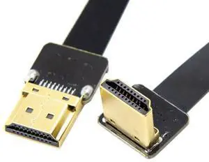 JAENFONG  50cm FPV HDMI Type A Male to 90 Degree Down Angled HDMI Male HDTV FPC Flat Cable for Multicopter Aerial Photography