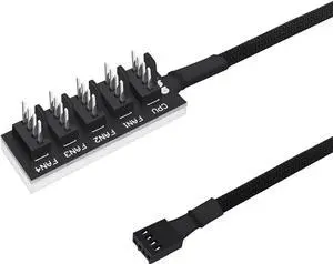 JAENFONG 4-Pin PWM PC Fan Hub Power Supply Cable 1 to 5 Way Splitter PC Motherboard Case Fan Power Extension Cable Cord for ATX Computer Case 4-Pin and 3-Pin Cooling Fans