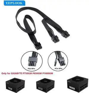 PCIe Dual 8Pin 6+2Pin GPU Power Cable ForGigabyte P750GM 750W, P850GM 850W, P1000GM 1000W GOLD Modular Power, Flat Cable 18AWG