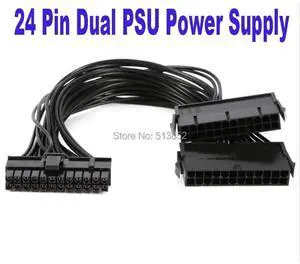 24Pin Power Supply Cable Synchronizer Male to Female ATX Mining 30cm Motherboard Dual PSU Extension Cable for Computer Adapter
