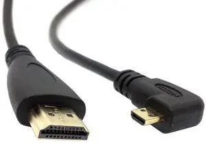JAENFONG  HDMI Male to Micro HDMI Male 90 Degree Right Angled HDTV Cable 50cm for Cell Phone & Tablet