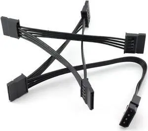 JAENFONG 1pcs IDE to SATA Power Cable IDE Large 4 Pin to PC Server Hard Drive 15 Pin SATA Power Supply Adapter Converter Cable Cord 18AWG Wire SATA Extension Cable 1 to 5 Splitter Black