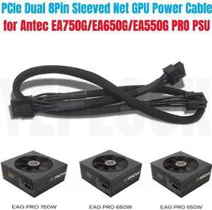 PCIe Dual 8Pin 6+2Pin GPU Power Cable forAntec EAG 750W, 650W, 550W PRO Earthwatts Gold Semi Modular Power, Sleeved Net 60+20CM