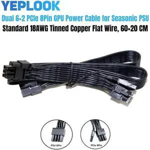PCI-E Dual 8Pin 6+2Pin GPU Power Cable ForSeasonic SS-1050XM2, SS-1250XM2, SS-650KM3, SS-750KM3, SS-850KM3 Modular Power, 18AWG