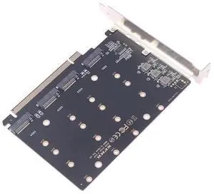 PCIe X16 4.0 5.0 to M.2 NVMe SSD 4Port Convert Card Computer Motherboard Expansion Adapter with 4 Instruction Light for Computer
