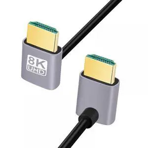 JAENFONG  Cable HDMI 2.1 Ultra Thin HDTV Cable 8K 4K Hyper Super Flexible Slim Cord Down Angled to Up Angled 90 Degree Type-A for Computer HDTV (50cm)
