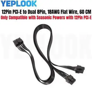 12Pin PCI-E to Dual 8Pin 6+2Pin GPU Power Cable ForSeasonic P-860W, P-1000W, X-1050XM, X-1250XM, X-560W, 660W, 760W Modular PSU