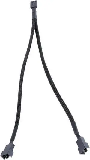 JAENFONG 10 inch Black Sleeved 4pin PWM 2-Fan Power Y Splitter Cable,PMW 4pin 1 to 2 Converter Cable - 10"