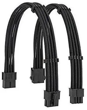 JAENFONG  Sleeve Extension Power Supply Cable Kit 18AWG EPS 8-P+PCI-8-P with Cable Combs for PSU to Motherboard/GPU (Black PCI 8+EPS 8)
