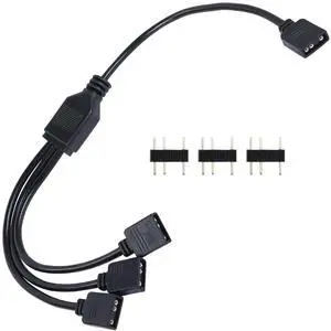JAENFONG ARGB Splitter Cable 5V 3Pin Addressable RGB 1 to 3 Splitter Cable with Male Pins for Computer Chassis, CPU Cooler and 5V ARGB Fan