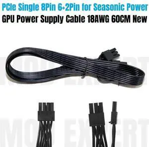 For Seasonic PSU, PCIe 8Pin 6+2Pin GPU Power Cable 60CM for Seasonic FOCUS, PRIME, M12II EVO 1000W, 850W, 750W, 650W, 550W, 450W