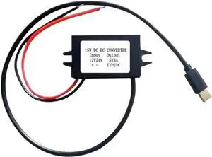 12V/24V to 5V 3A 15W Step Down Converter Type-C Module Power Adapter Compatible with Cell Phones