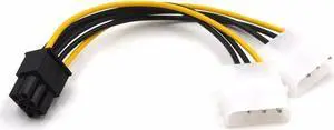 JAENFONG 6 inch 6-Pin PCI Express to 2 x IDE Molex 4 pin LP4 Graphics Video Card Power Converter Cable - PCIe 6 pin to Dual 4pin Adapter