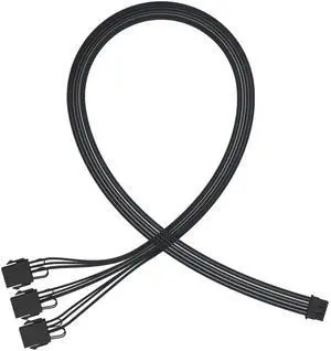 JAENFONG  PCI-e 5.0 16-Pin (12+4) to 3x8 PCI-E Sleeved Extension Cable, 12VHPWR 16AWG PSU Extension Cable for GPU 3090Ti & RTX 4080 4090