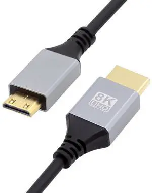 JAENFONG  Cable Mini HDMI 2.1 Ultra Thin HDTV Cable 8K 4K Hyper Super Flexible Slim Cord Type-A to Type-C for Camera HDTV 200cm