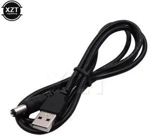 BLACK 1M USB Port To 5.5 x 2.1mm 5V DC Barrel Jack Power Cable Connector For Small Electronics Devices
