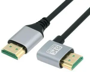 JAENFONG  HDMI 2.1 Cable,HDMI Male to Male 90 Degree Right Angled 8K@60Hz 4K@120Hz 48Gbps Ultra High-Speed Gold-Plated Cable 1.0M for TV, Monitor, Computer