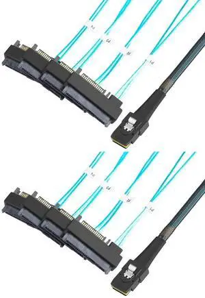 JAENFONG Mini SAS Cable with SATA Power(2PACK), Internal Mini SAS 36 Pin to 4 x 29 Pin Cord with SATA Power, SFF-8087 to SFF-8482 Cable, 3.3 FT