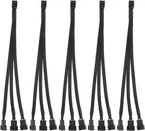 JAENFONG 5 PCS Fan Splitter Cable 4 Pin Y Splitter 1 to 3 Converter PC Fan Power Extension Cable for PWM Fan Case Computer ATX Case