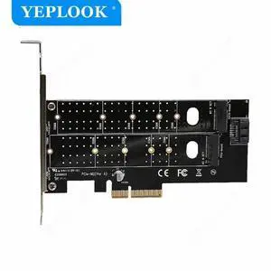 PCI-E 4x to M.2 M Key + B Key NVMe SSD NGFF SATA Port Riser Card Expansion Converter Adapter For Gaming Mining BTC Chia TXB044