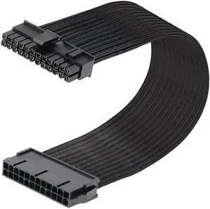 JAENFONG ATX 24 Pin Motherboard Power Supply Sleeved Cable, ATX PSU Extension Wire, 24 Pin Male (4+20) to Female, 12 inch