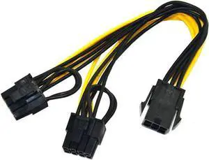 JAENFONG PCIe Power Splitter Cable, Video Card Dual 8 Pin to PSU 6-pin Power Adapter Cord,GPU PCI Express Card 6pin to 2 x 8pin(6+2) Internal Power Cable for Ethereum Mining - 8 Inches