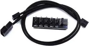 JAENFONG 1 to 5 Ports 4 pin PWM Fan Hub Splitter - PWM Regulator 12V CPU Cooler / Case / Chasis Cooling Fan Power Cable Adapter Power By PSU Molex 4pin(12V ),40CM Power Cable included
