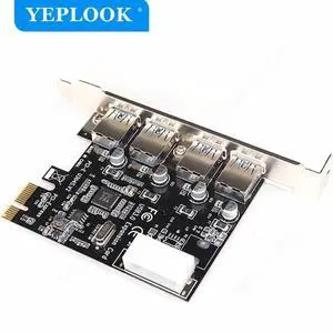 4 Ports USB3.0 HUB 5Gbps PCIe 1x PCI Express Expansion Control Adapter Card with IDE 4Pin Power Connector Chipset VIA VL805