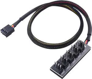 JAENFONG PC Case PWM Fan Hub (PC Fan Hub) 1-to-5 Way PC Fan Connector Adapter with 16-Inch Fan Cable